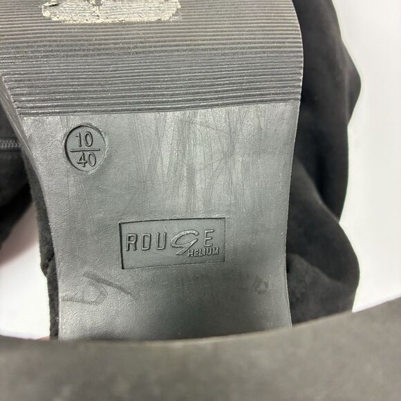 Vintage 90s Y2K Bratz Chunky Block Heel Tall Boots Black Sz 10 Pull On Stretch - Picture 5 of 7